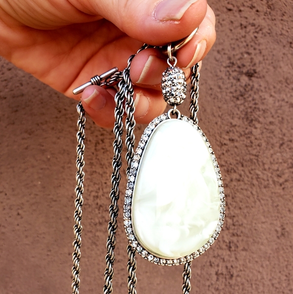 QVC Joan Rivers Gemstone Pendant Toggle Necklace. - Picture 11 of 16